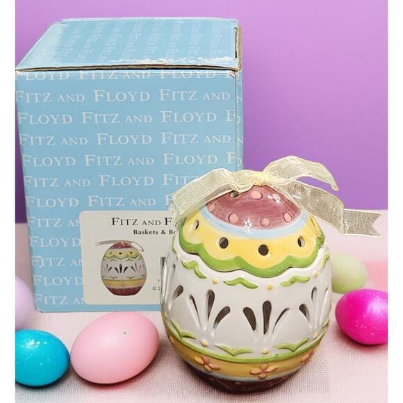 Fitz and Floyd Basket and Bows Collection Tea Light NIB Easter Spring - Picture 1 of 7